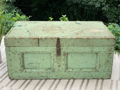 Antique Green Rustic Trunk