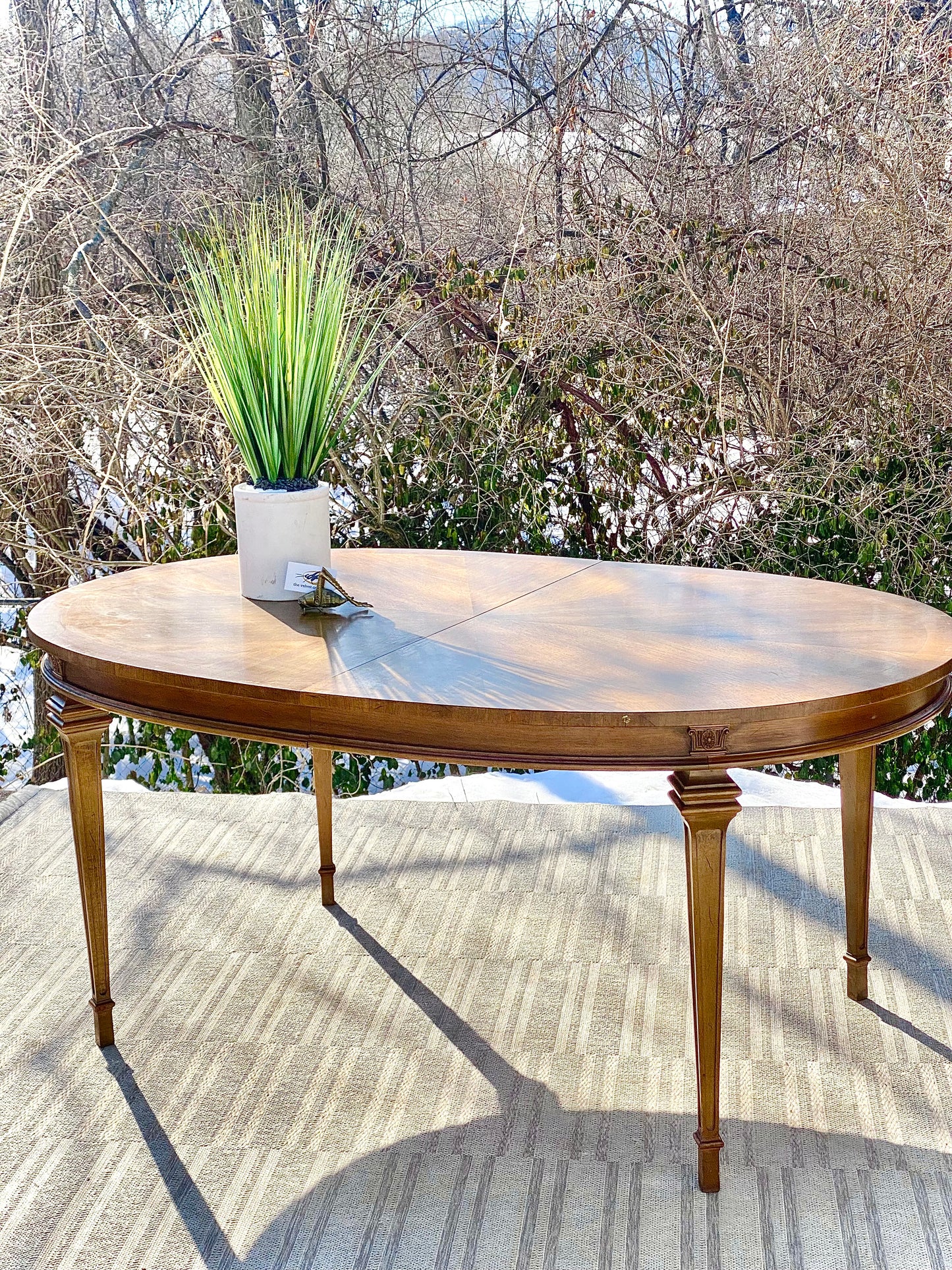 Vintage Wooden Oval Dining Table