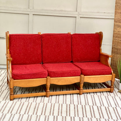 Vintage Red 3 Seat Sofa