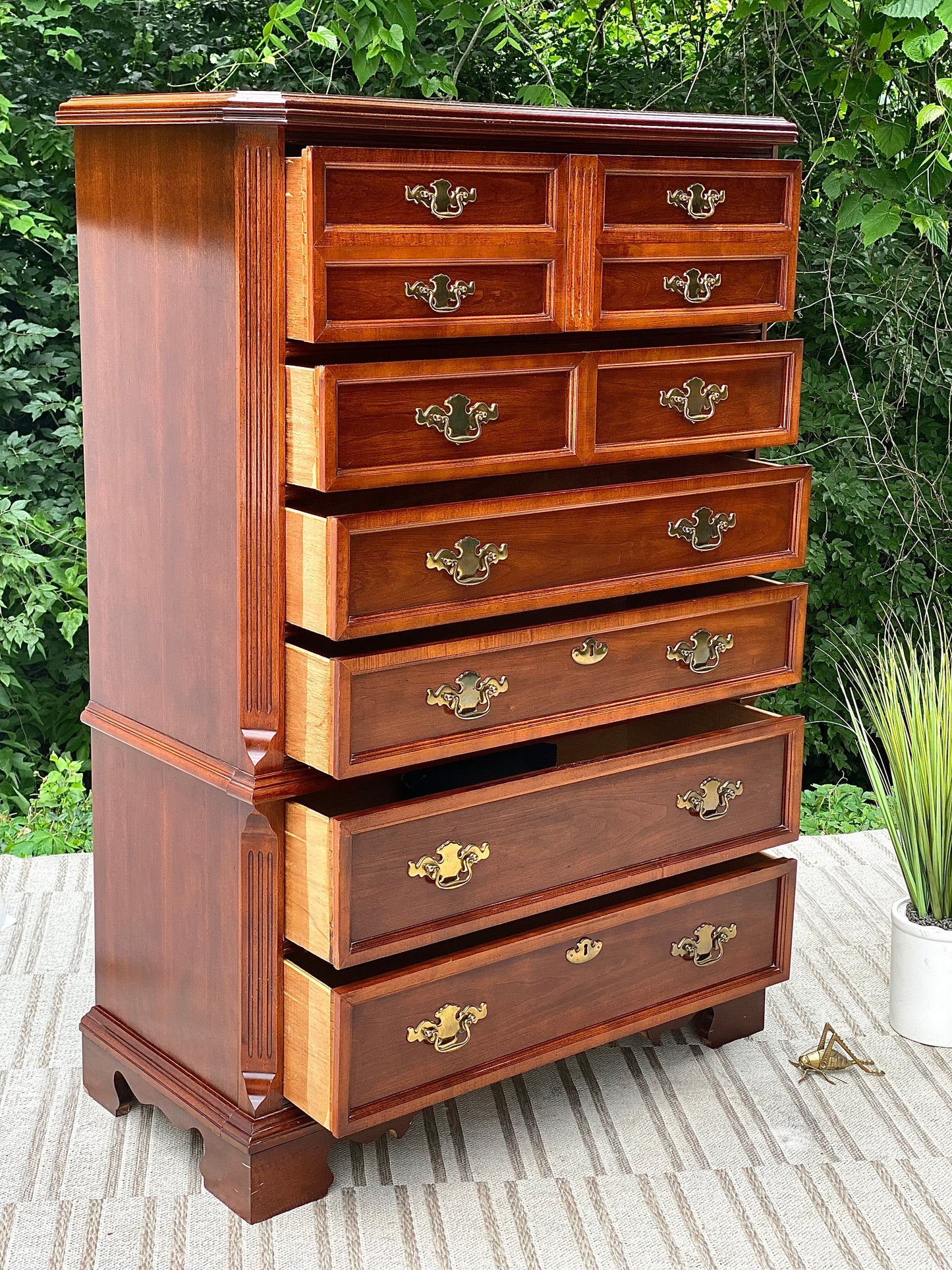 Vintage Bassett Highboy 6 Drawer Dresser