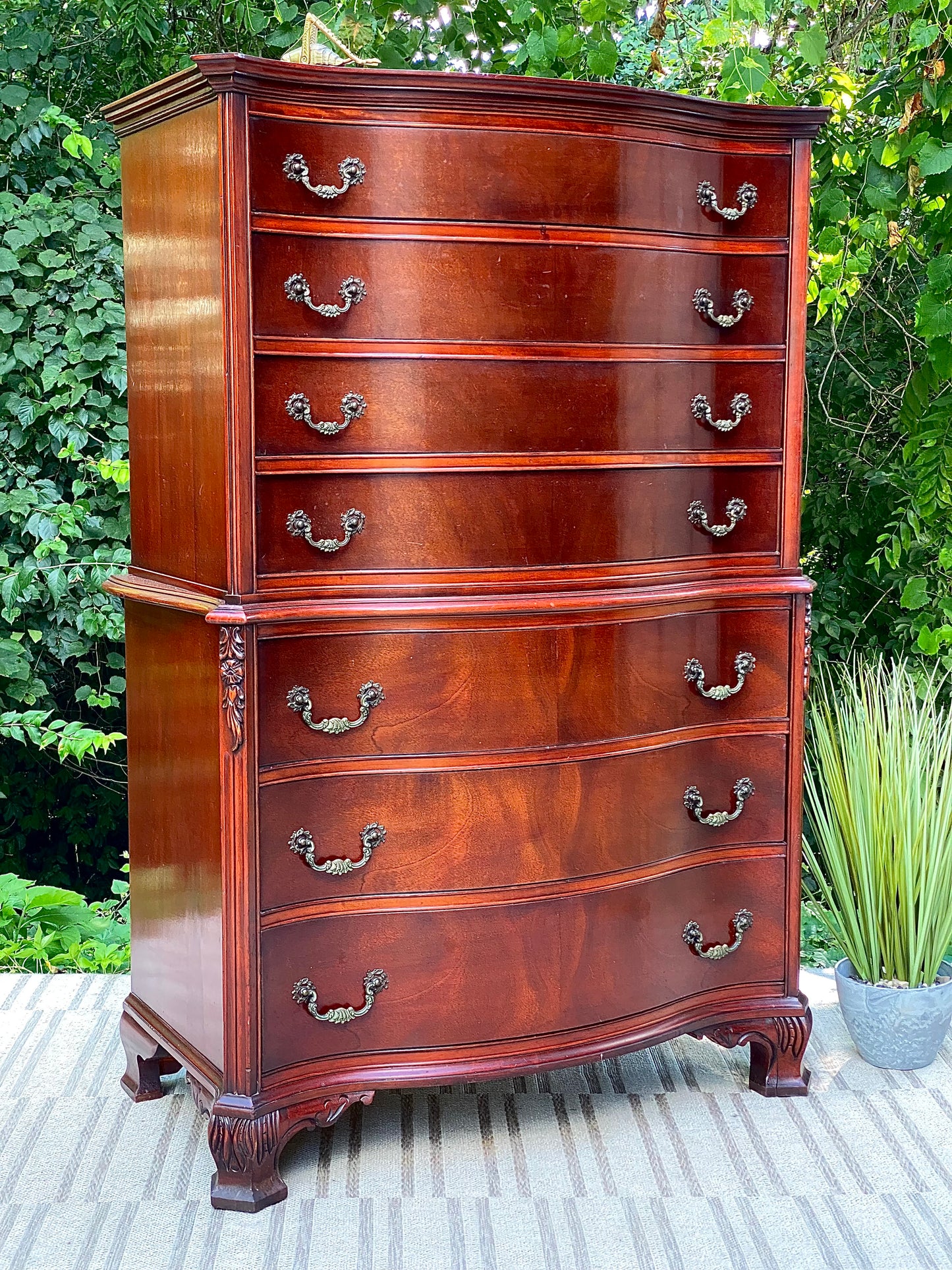 Vintage Wooden 7 Drawer Highboy Dresser