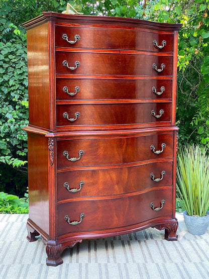 Vintage Wooden 7 Drawer Highboy Dresser