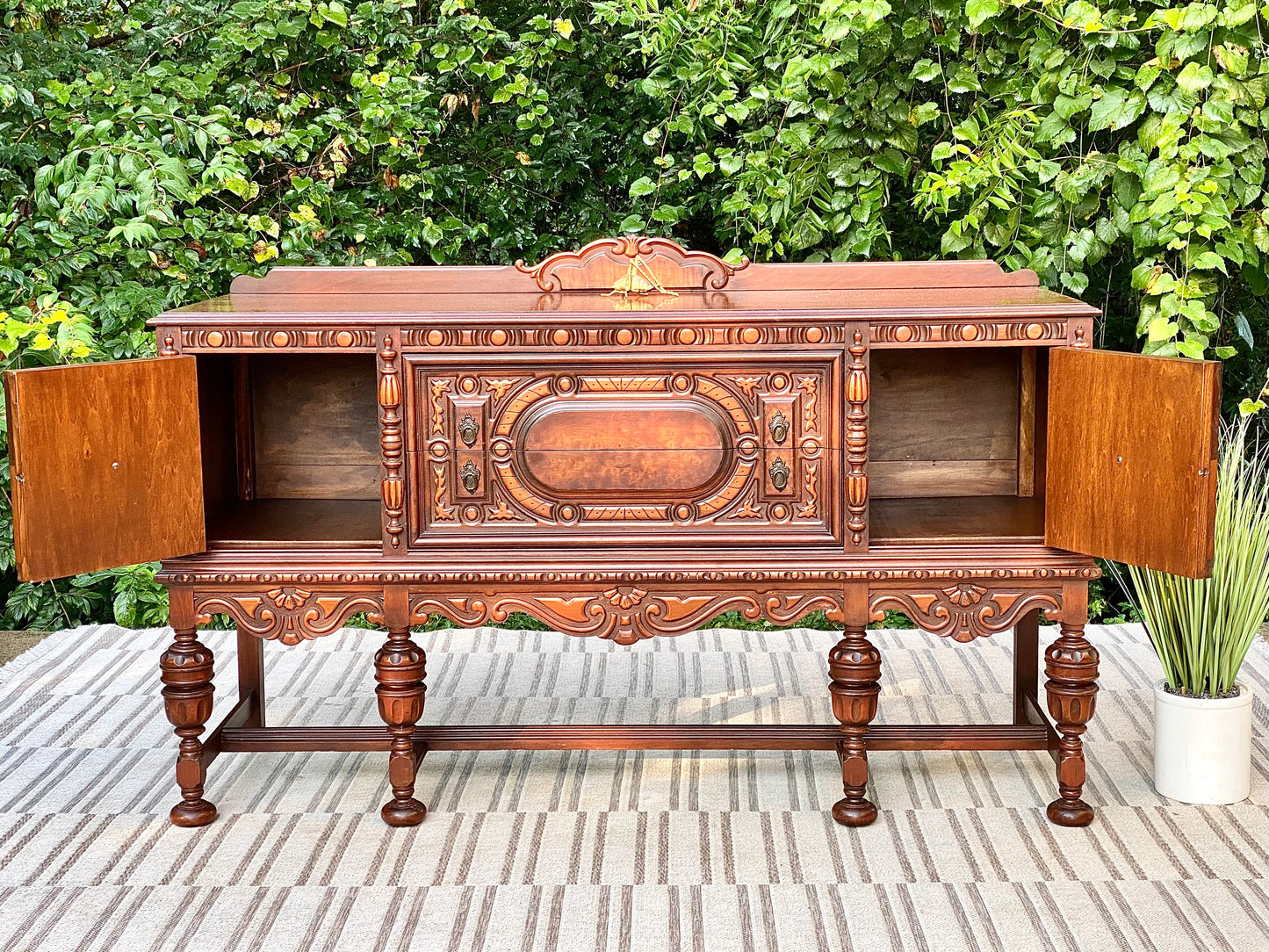 Vintage Wooden Buffet Credenza