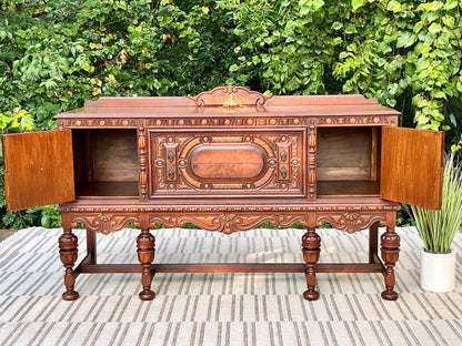 Vintage Wooden Buffet Credenza