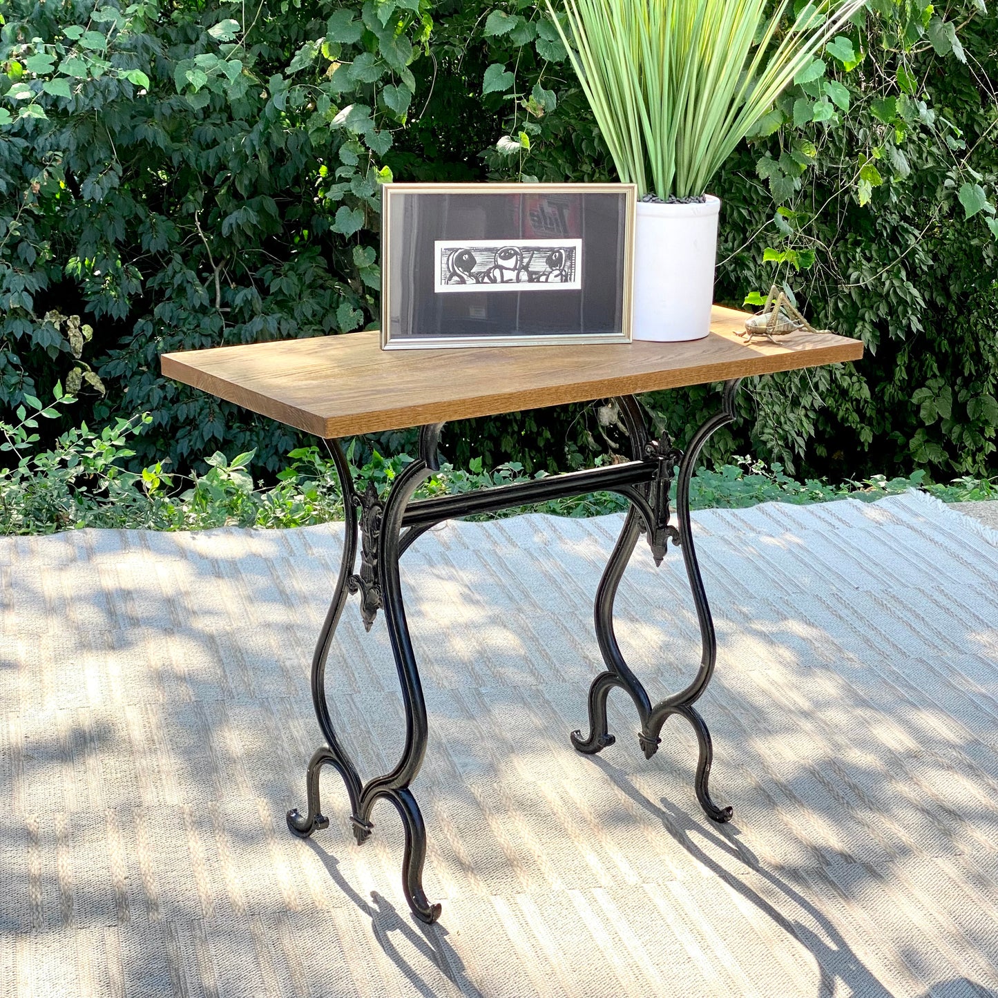 Solid Wood & Cast Iron Hallway Table