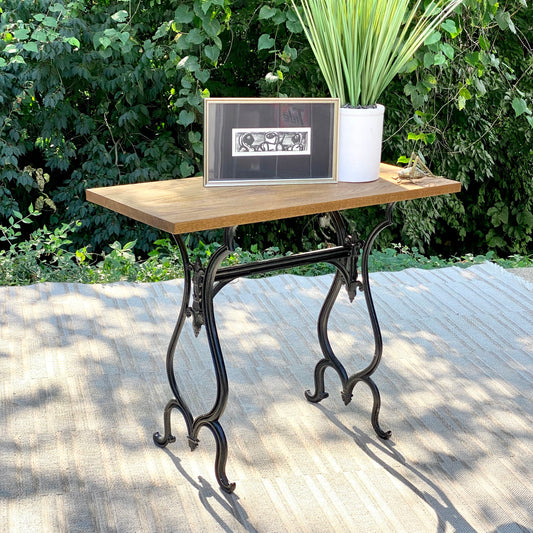 Solid Wood & Cast Iron Hallway Table