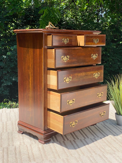 Vintage Wooden 6 Drawer Highboy Dresser