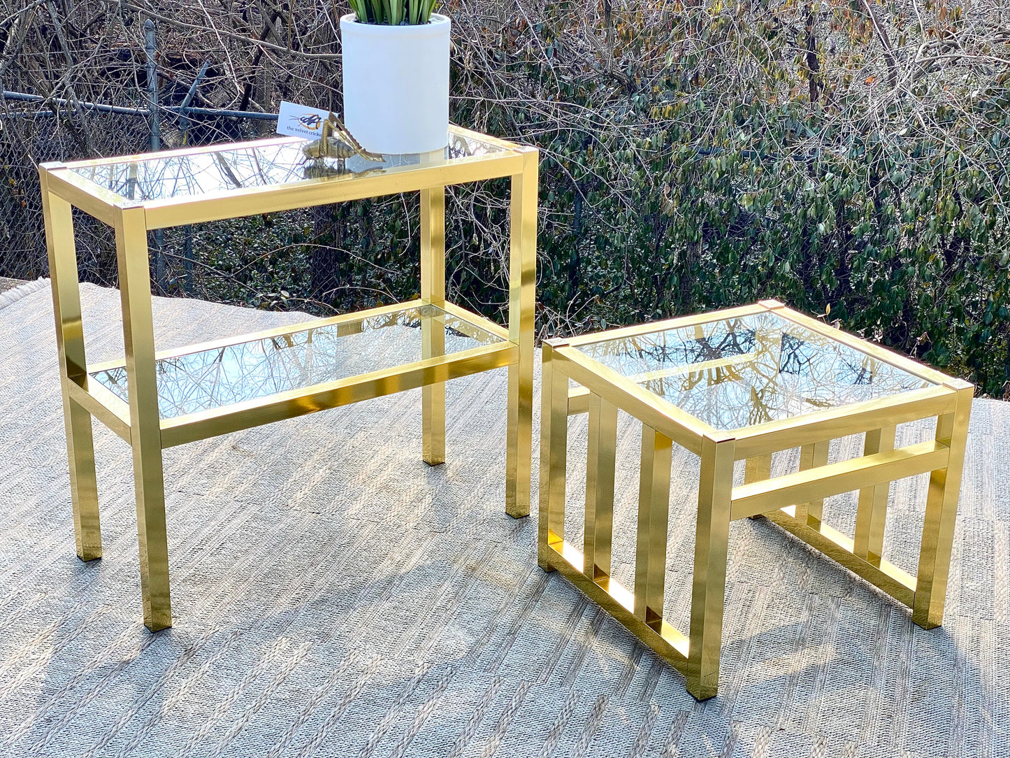 Vintage Pair of Brass MCM Side Tables