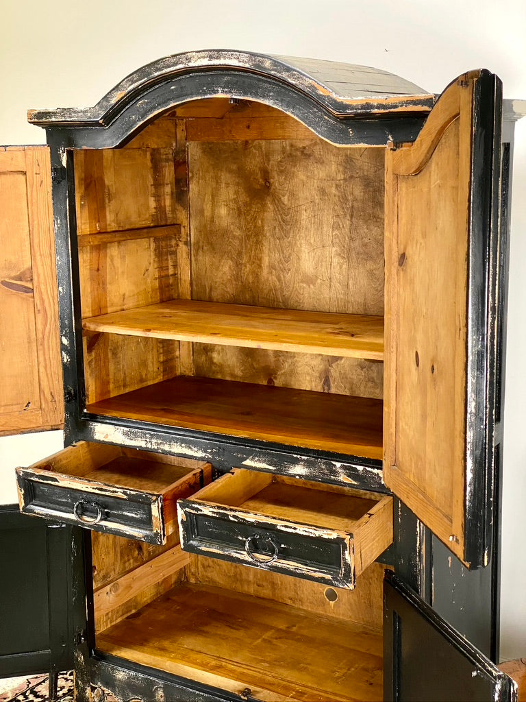 Rustic Black Pine Display Armoire Cabinet