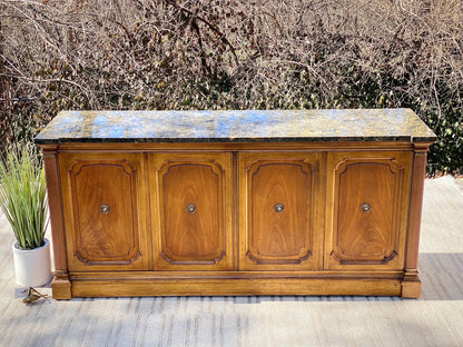 Vintage Wooden Credenza with Marble Top