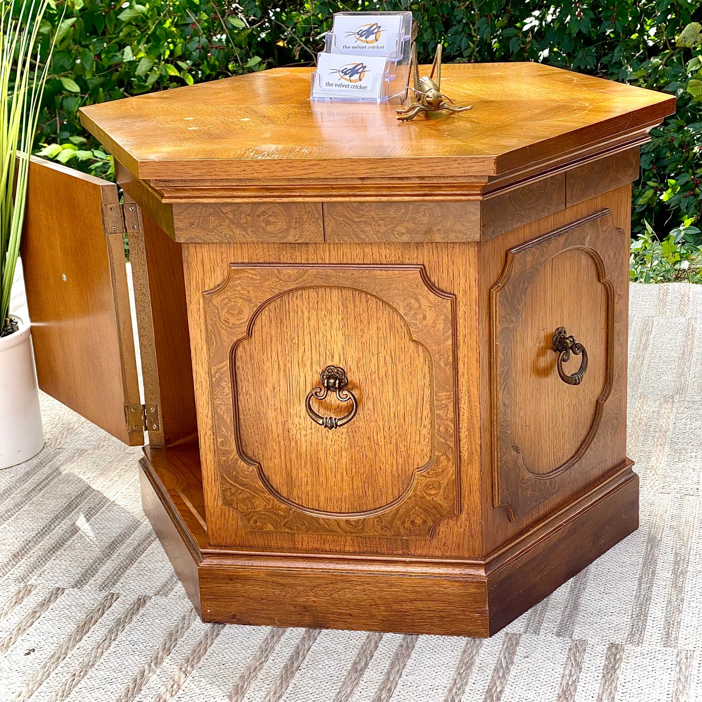 Vintage Wooden Hexagon Side Table