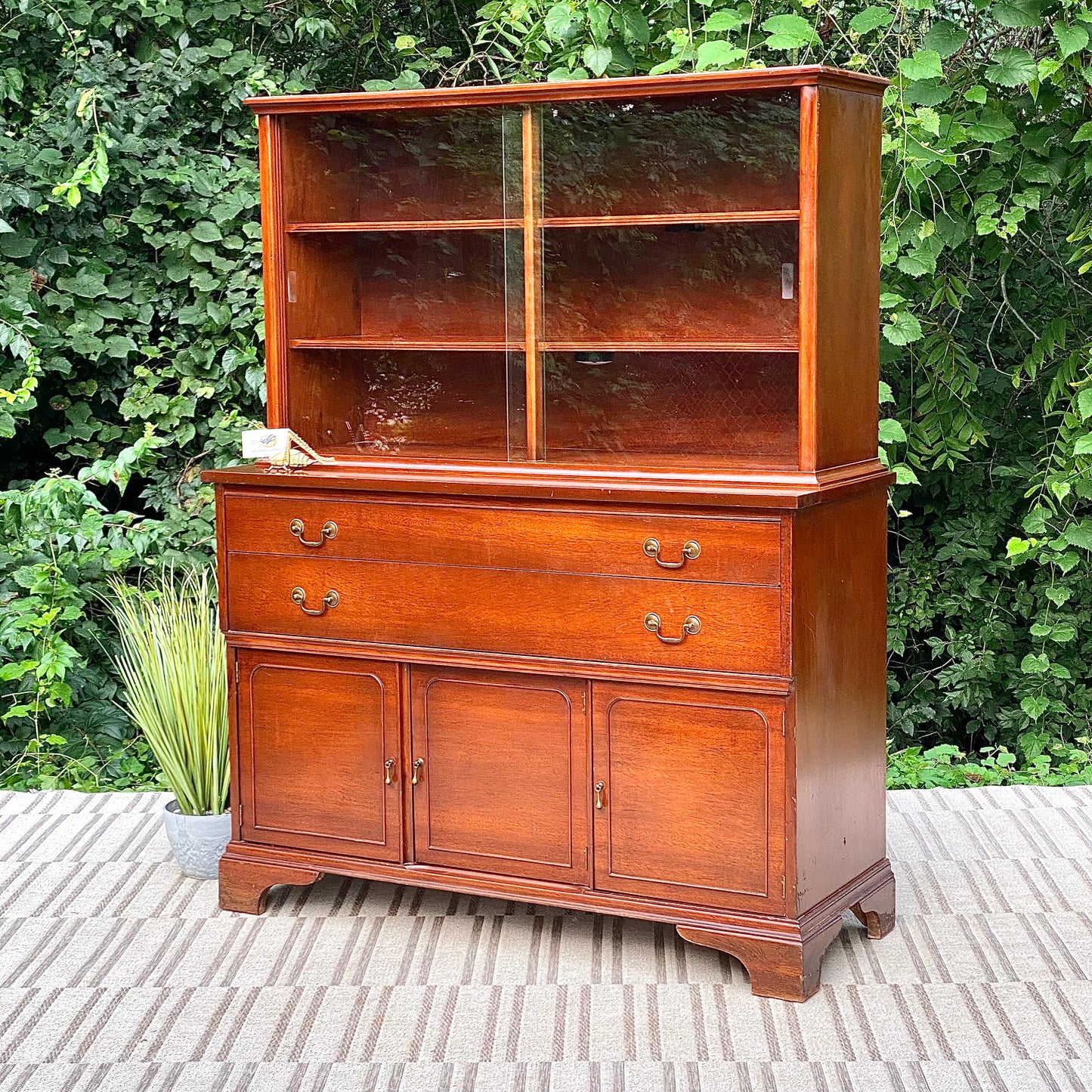 Vintage MCM Brickwede Wooden Display Hutch