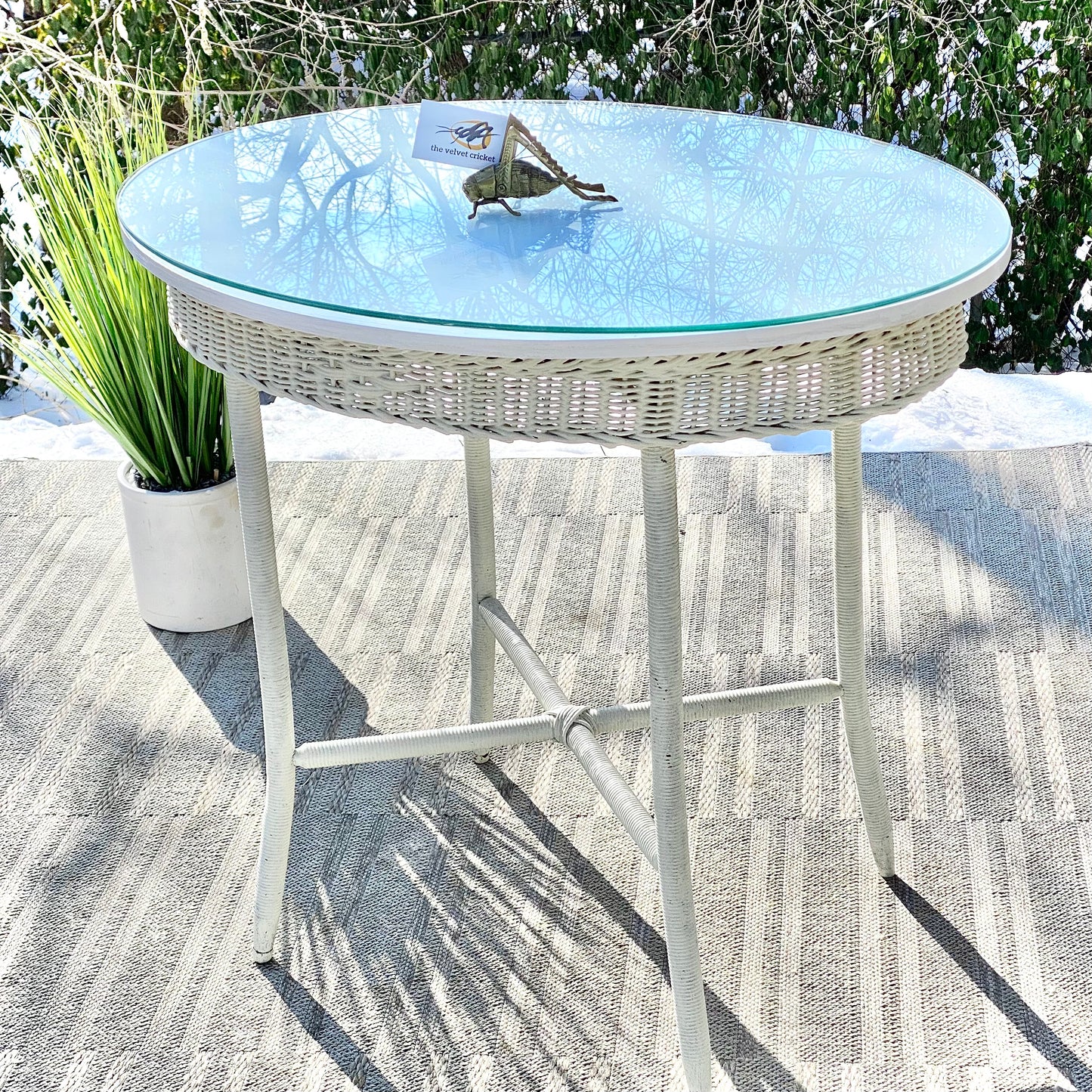 Nice Vintage Wicker Oval Table
