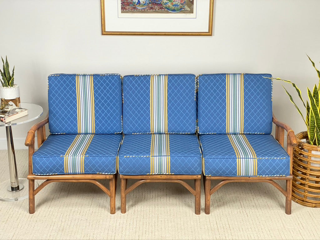 Vintage 3 Piece Indoor/Outdoor Rattan Sectional Patio Sofa