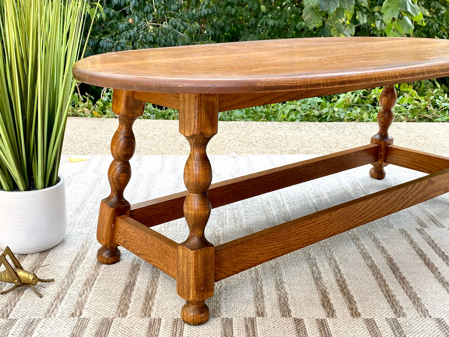 Vintage Solid Wood Oval Coffee Table