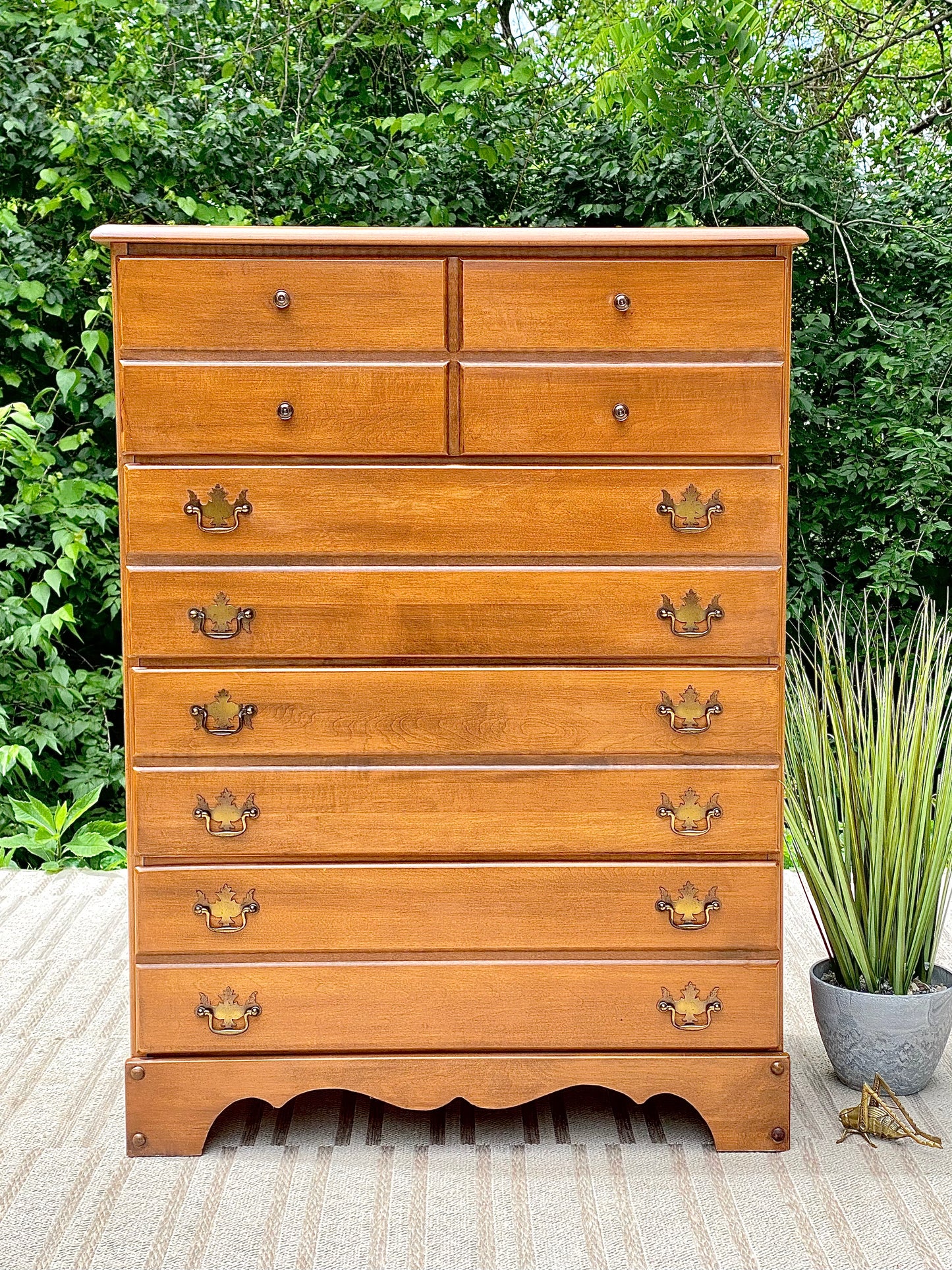 Vintage Maple 4 Drawer Highboy Dresser