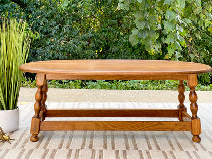 Vintage Solid Wood Oval Coffee Table