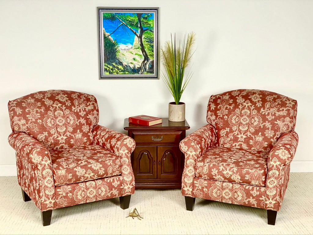 SOLD - Modern Pair of Fusion Furniture Upholstered Armchairs
