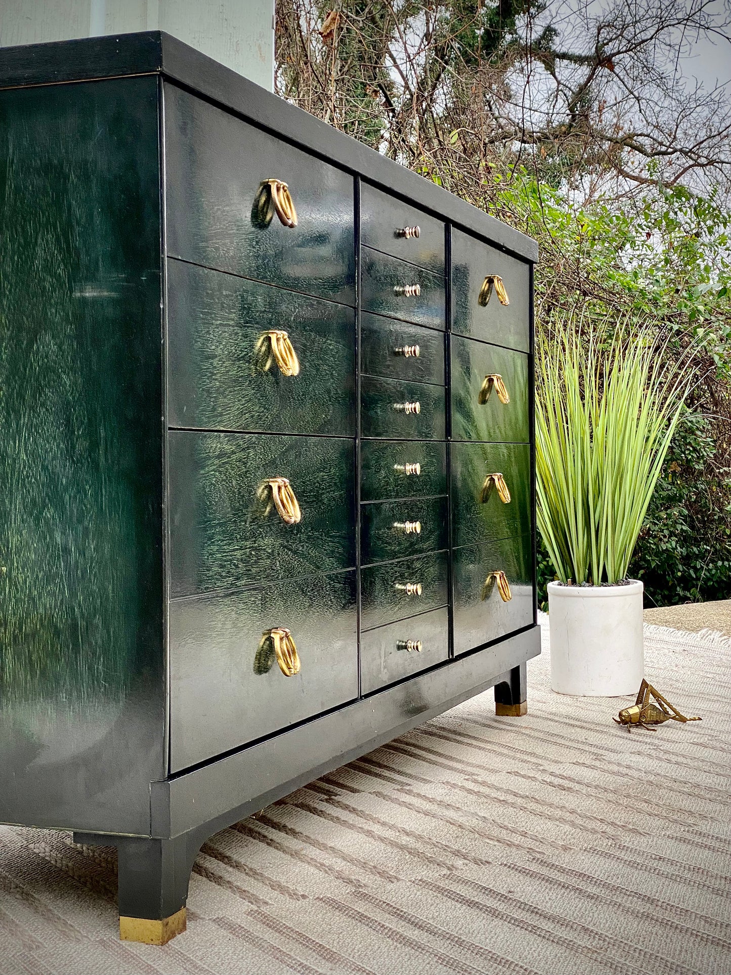 Vintage MCM Green Bassett 6 Drawer Dresser