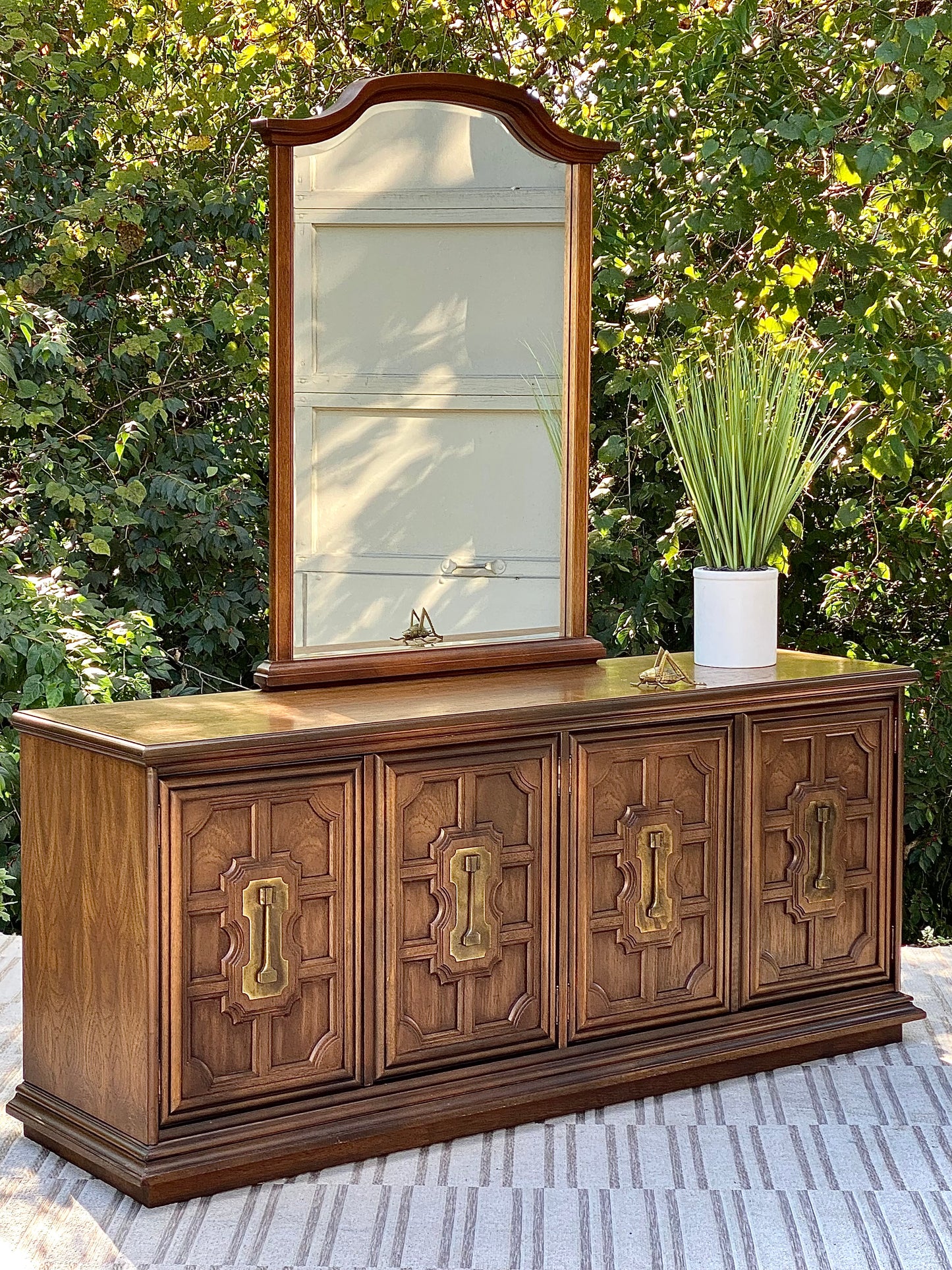 Vintage Stanley Wooden 6 Drawer Lowboy Dresser
