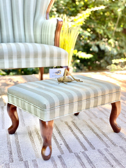 Upholstered Striped Wingback Occasional Chair & Ottoman