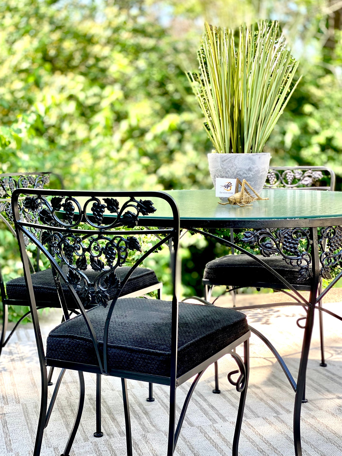 Vintage Woodard Grapevine Glass Top Patio Set