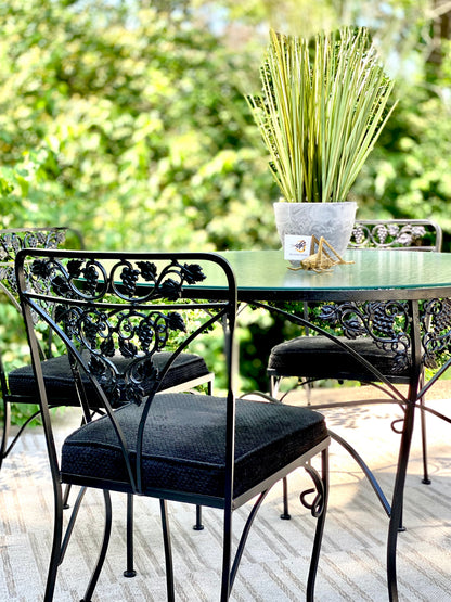 Vintage Woodard Grapevine Glass Top Patio Set