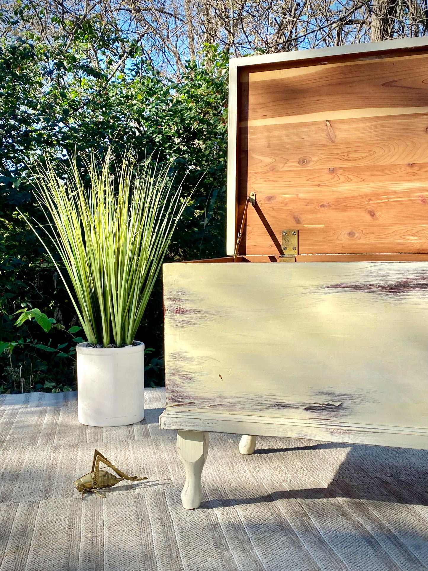 Small Vintage Painted Cedar Blanket Chest