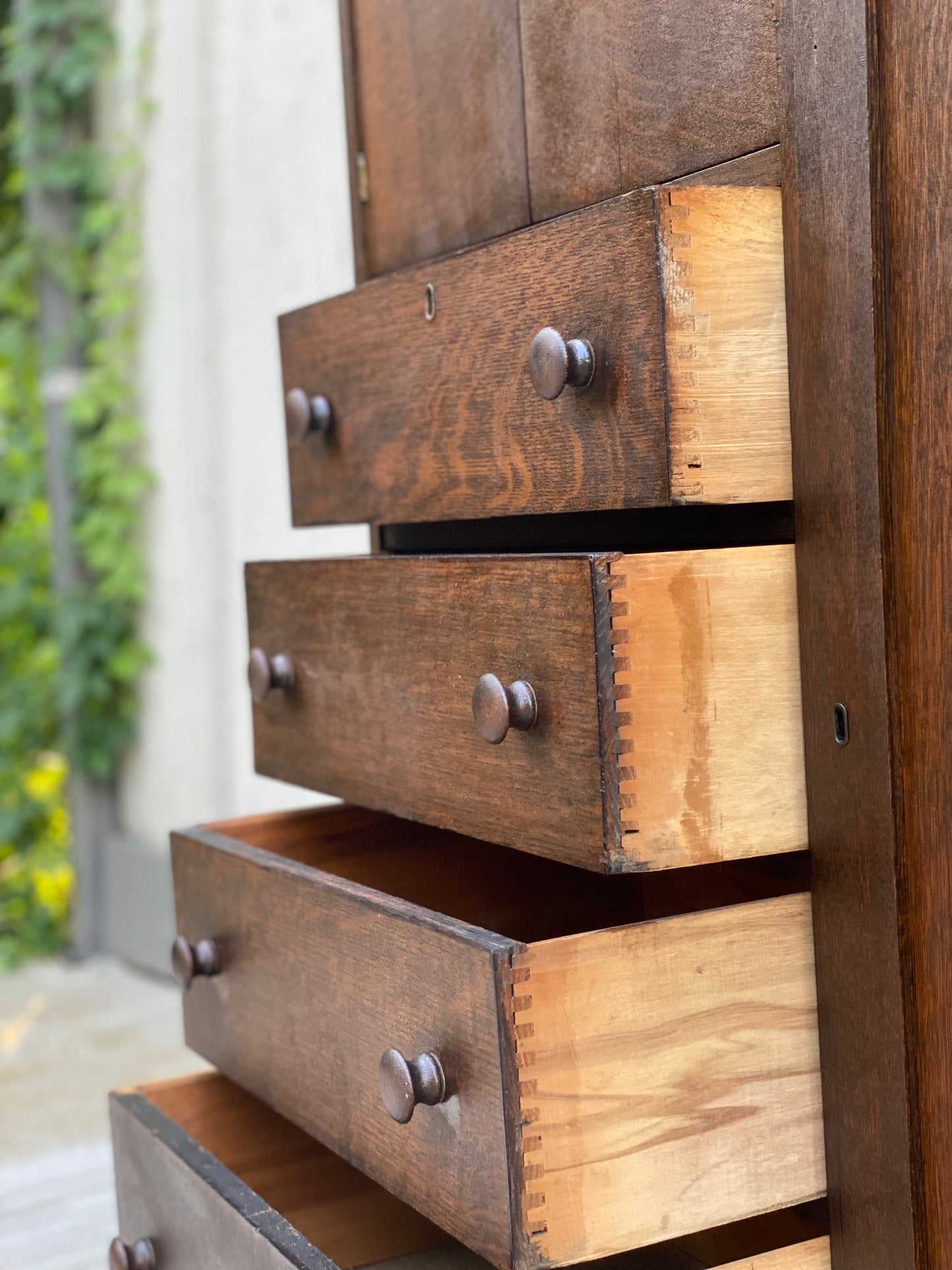 Vintage Arts & Crafts Craftsman Tall Dresser Cabinet