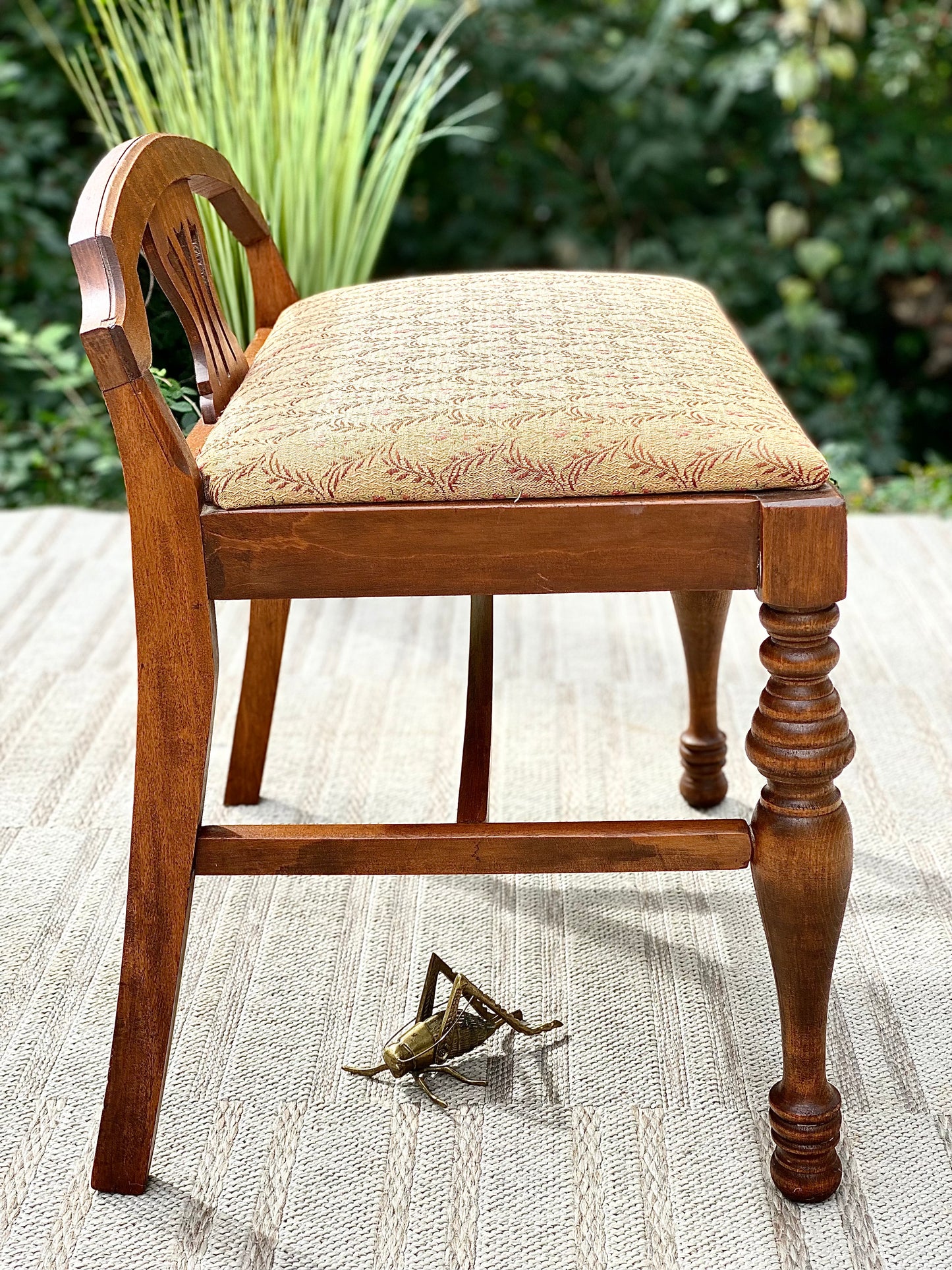 Vintage Wooden Vanity Bench Stool