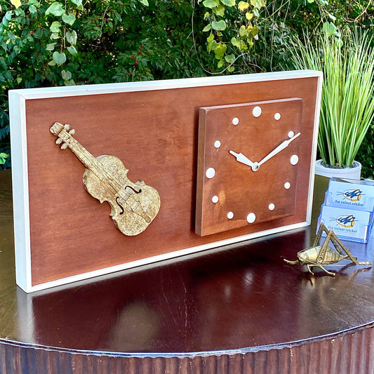 Vintage MCM Violin Electric Wall Clock