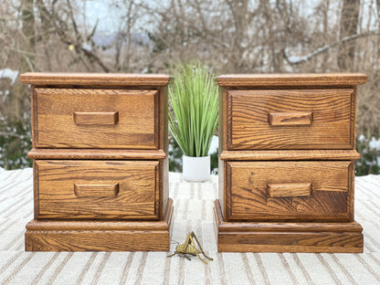 Pair of Vintage Oak Nightstands