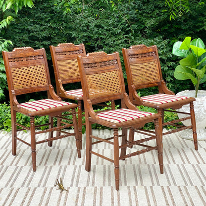 4 Antique Carved Walnut Accent Chairs