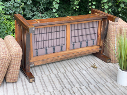 Vintage Upholstered Pine Loveseat