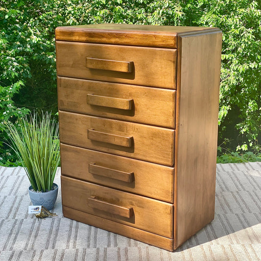 Vintage Russell Wright Conant Ball 5 Drawer Highboy Dresser