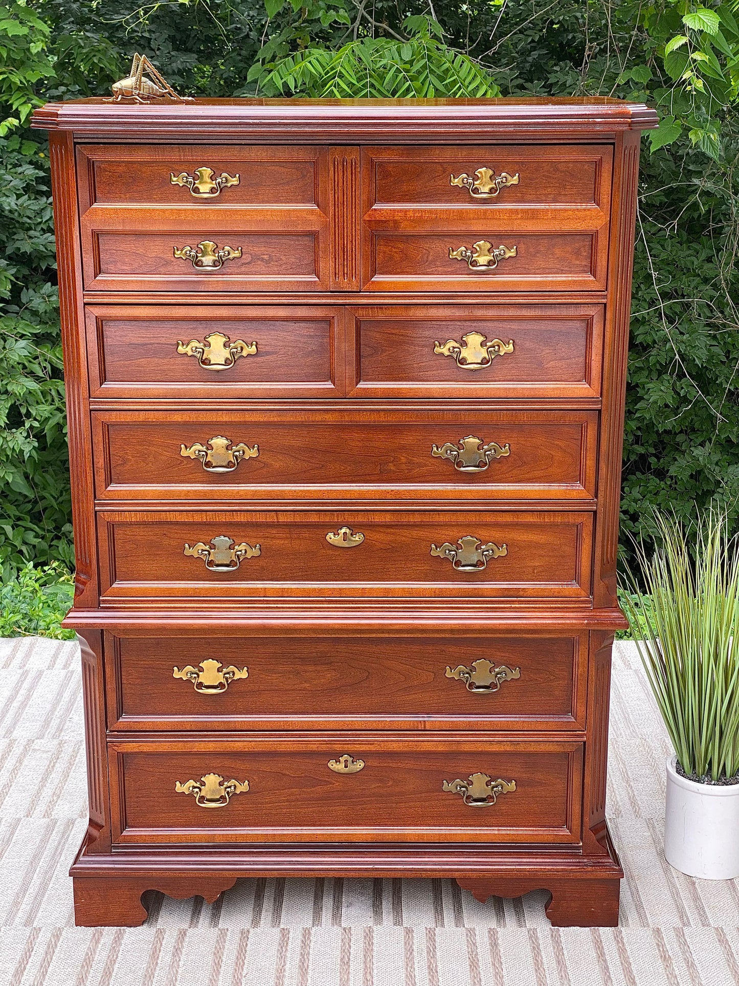 Vintage Bassett Highboy 6 Drawer Dresser