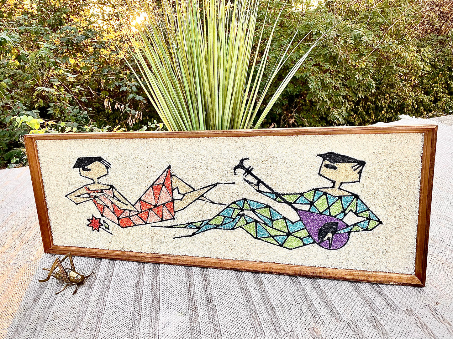 Vintage Mid Century Harlequin Gravel Art Wall Hanging