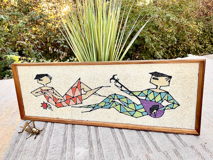 Vintage Mid Century Harlequin Gravel Art Wall Hanging