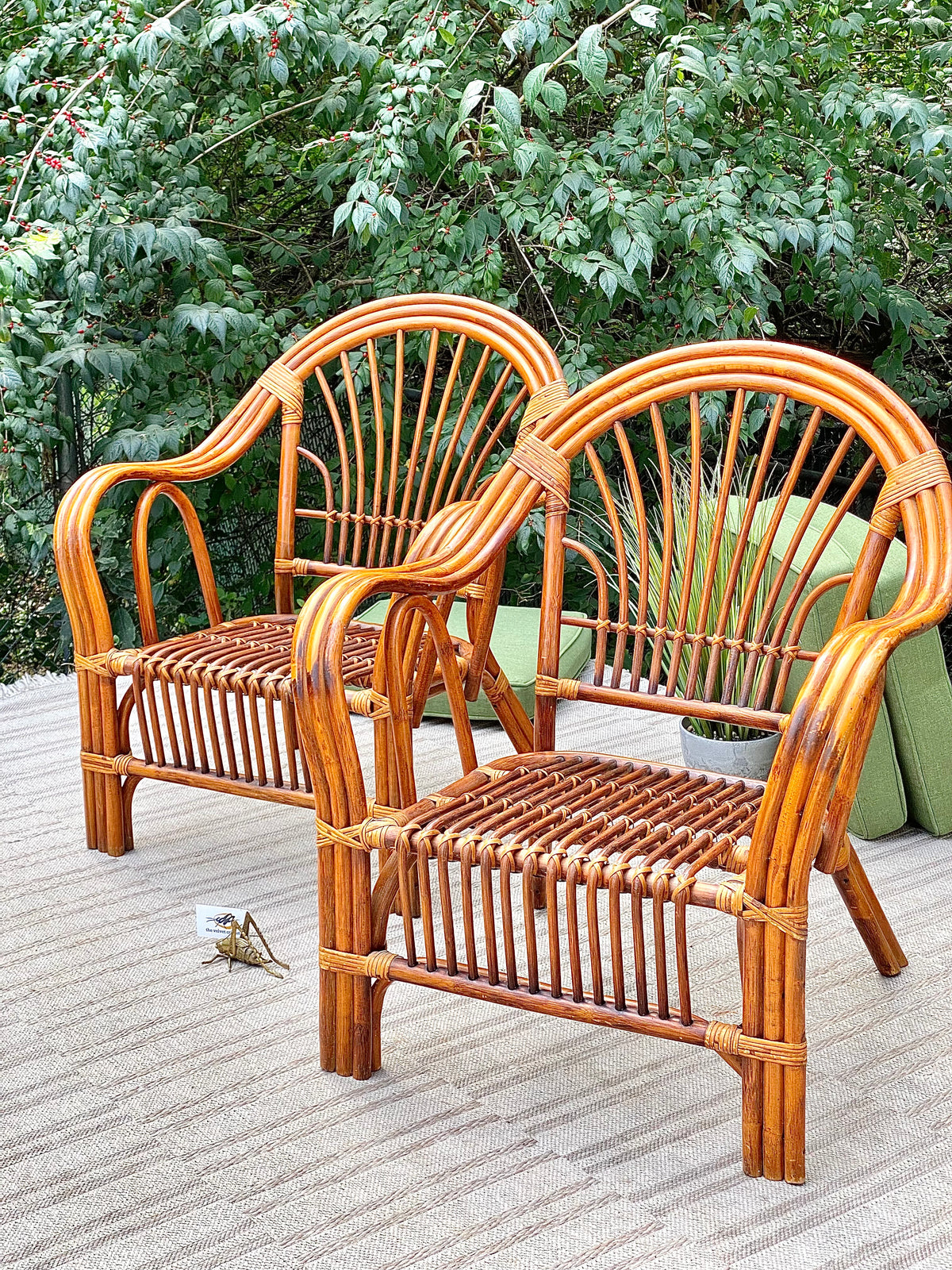 Vintage Pair of Bamboo Rattan Chairs
