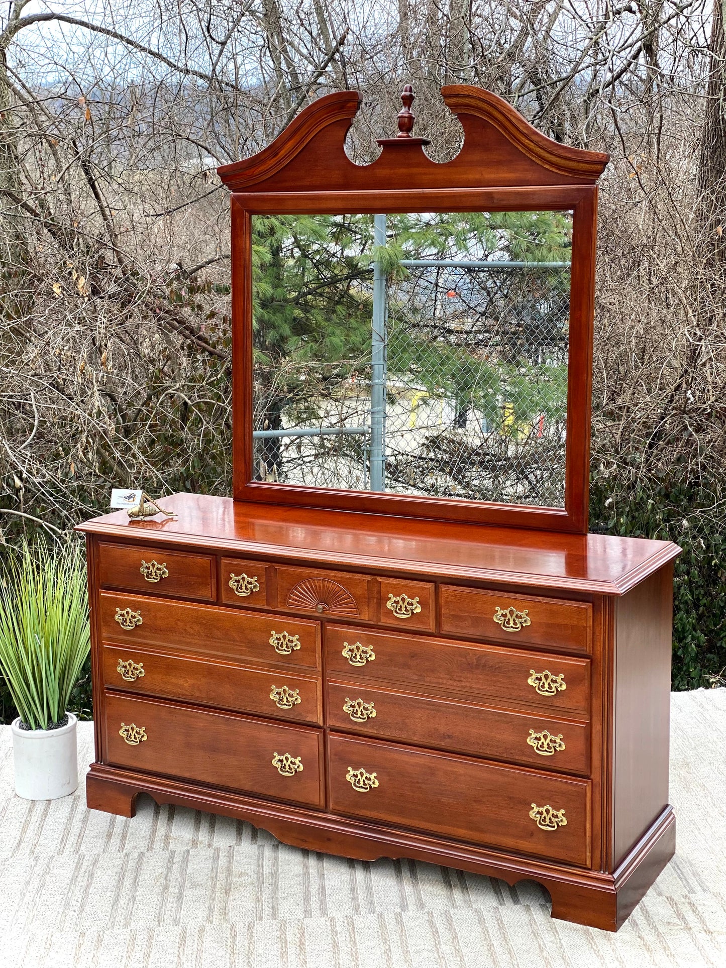Nice Wooden 7 Drawer Dresser with Mirror