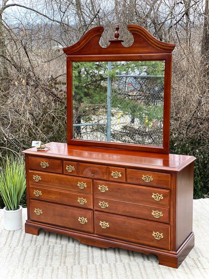 Nice Wooden 7 Drawer Dresser with Mirror