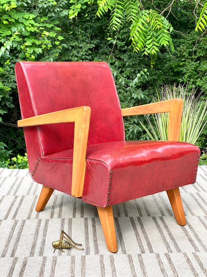 Vintage MCM Paoli Red Vinyl Rocker Chair