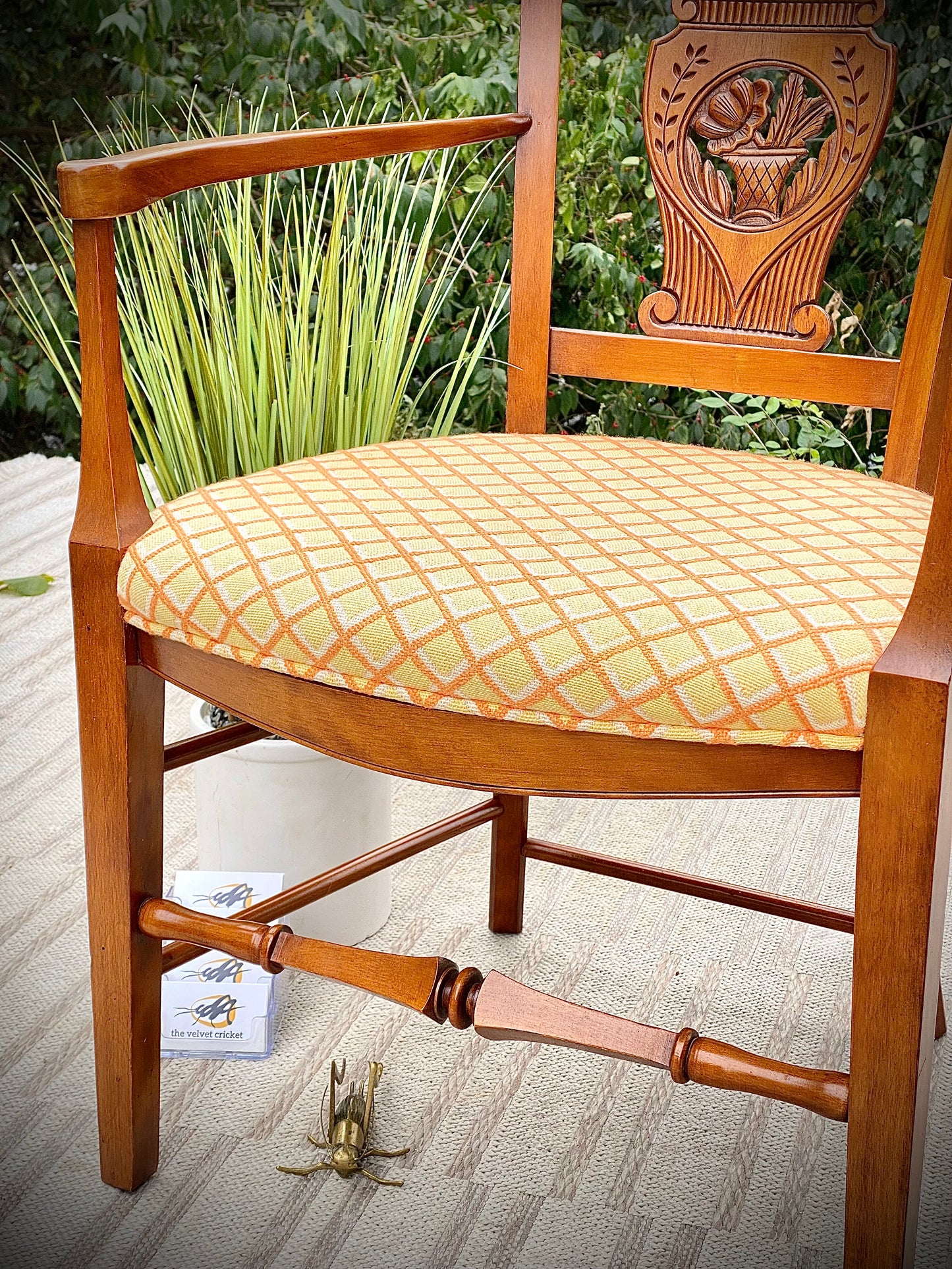 Vintage Upholstered Wooden Accent Chair