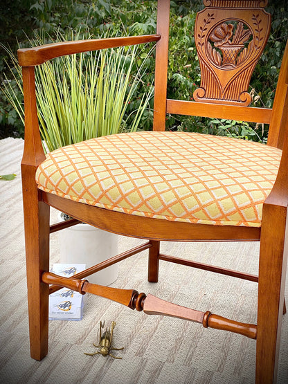 Vintage Upholstered Wooden Accent Chair