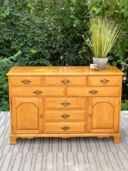 Vintage Solid Maple Buffet Sideboard Server
