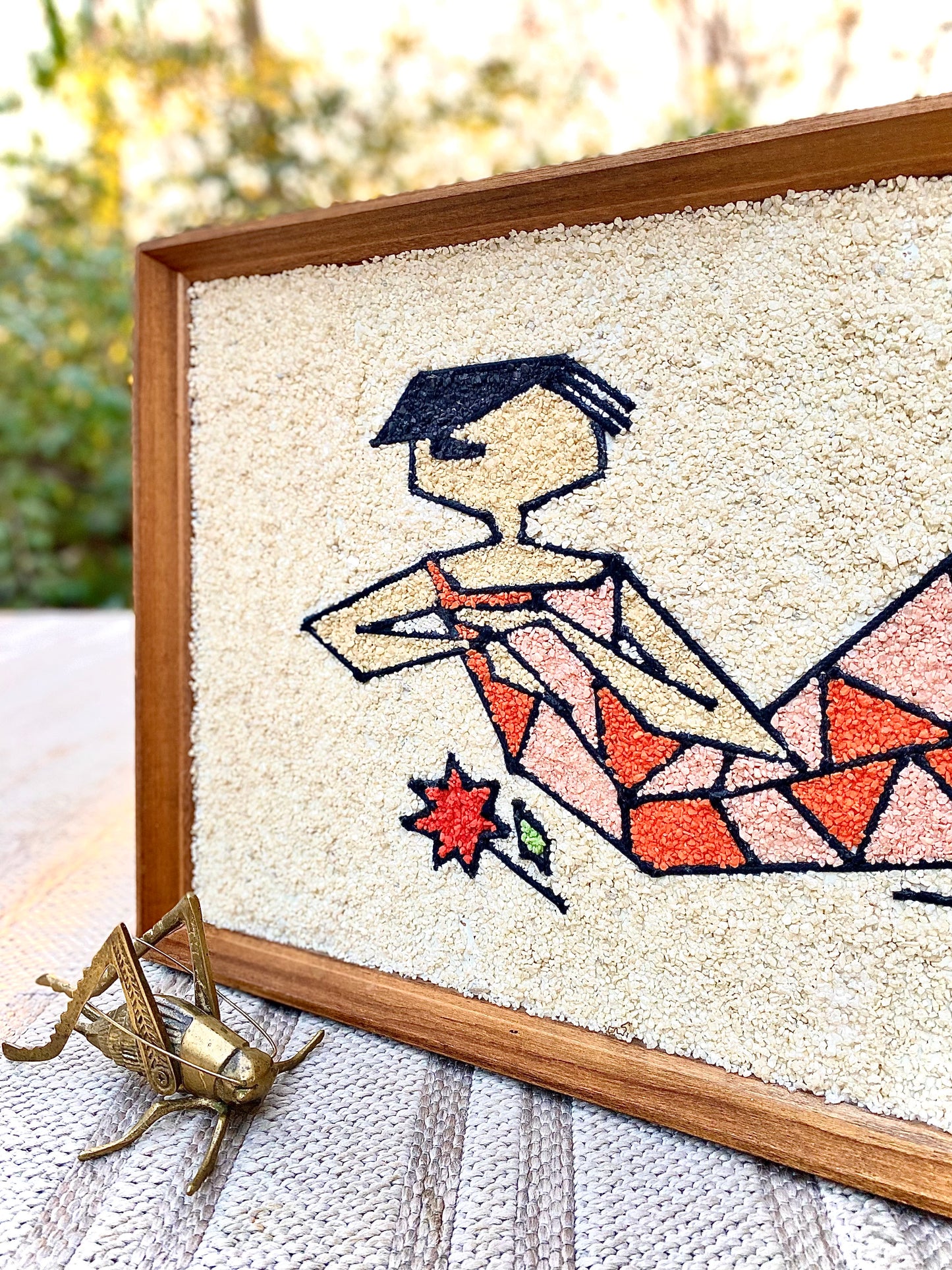 Vintage Mid Century Harlequin Gravel Art Wall Hanging