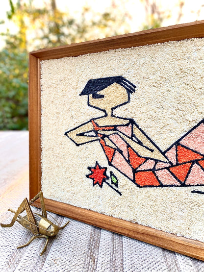 Vintage Mid Century Harlequin Gravel Art Wall Hanging