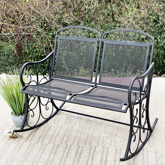 Outdoor Black Metal 2 Seater Rocker