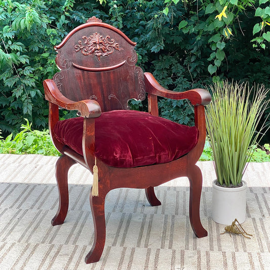 Vintage August Hausske North Wind Chicago Carved Bacchus Chair