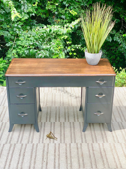 Vintage Virginia House Painted 5 Drawer Desk